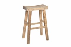 NATURAL WOOD PAGODA BAR STOOL - CHAIRS, STOOLS